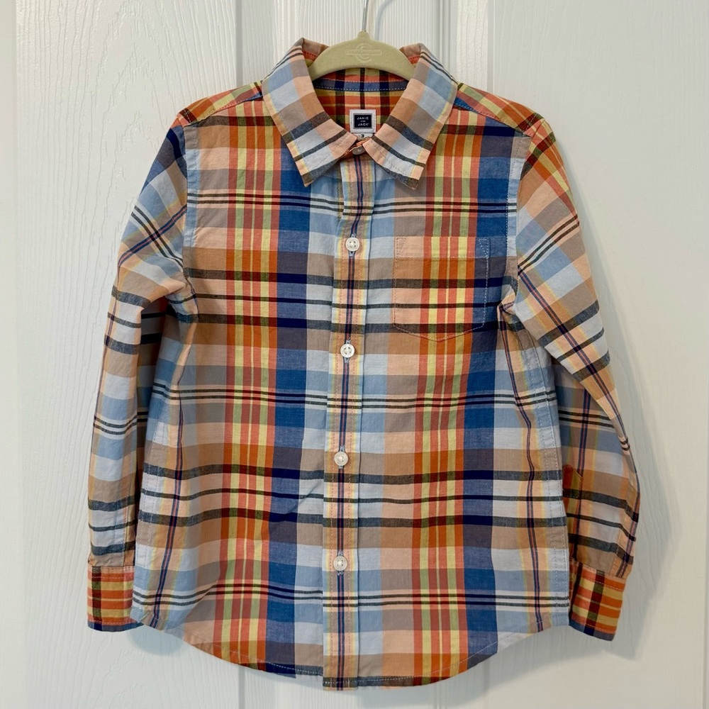 Janie and Jack Multicolor Plaid Button Down Shirt- boys 3T